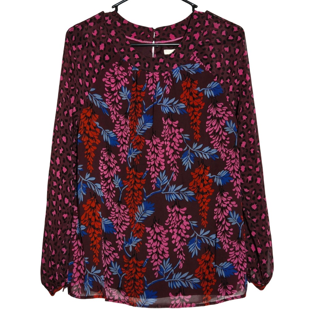 Boden Floral Leopard Long Sleeve Top 6 Maximalist Career Office Cottage Fall